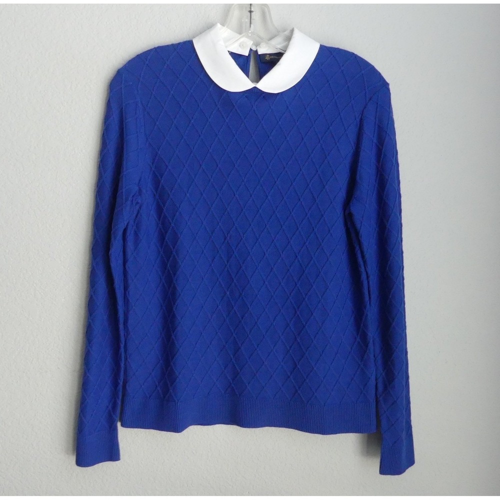 Brooks Brothers Royal Blue Diamond Knit Peter Pan Collar Sweater Medium